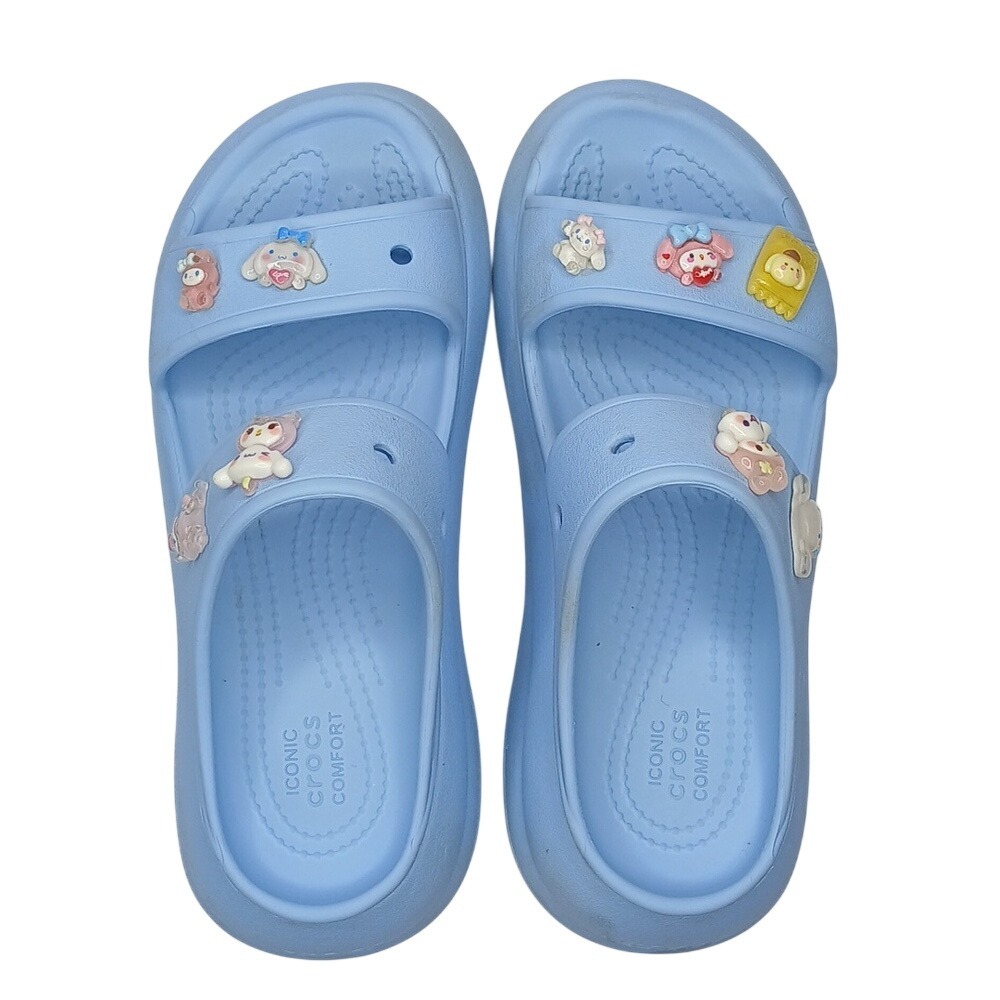 Crocs Classic Slide Women Size 6 Light Blue Sanrio Jibbitz Platform Sandals - Picture 5 of 7